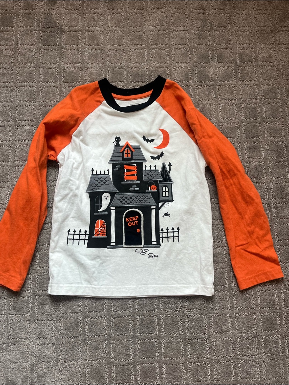 Gymboree Kids Halloween Haunted House Raglan Shirt - Orange & White
